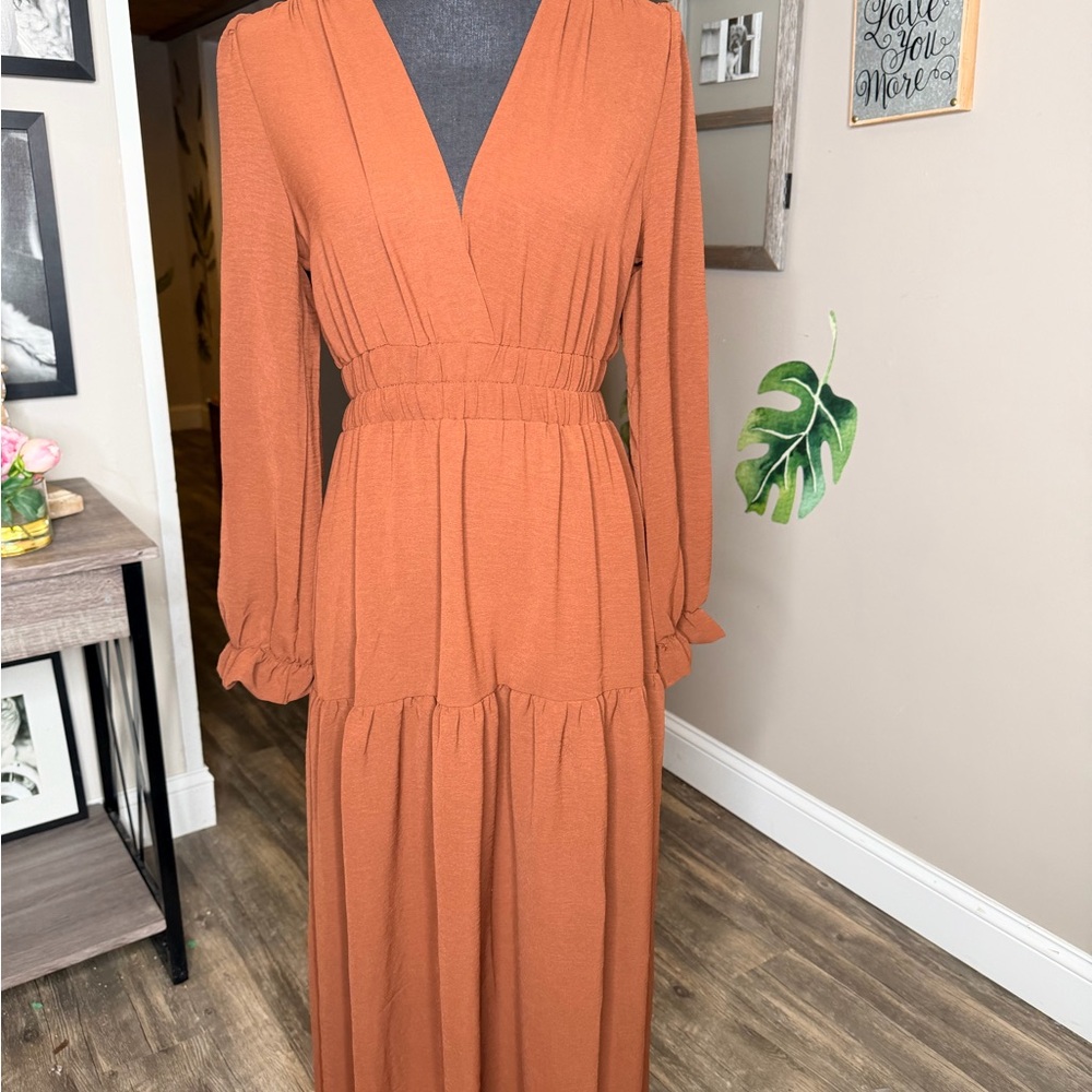 Elegant Rust Maxi Dress